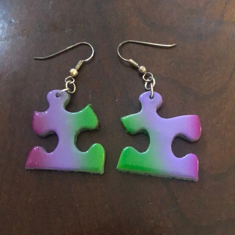 Gorgeous puzzle airbrushed earrings